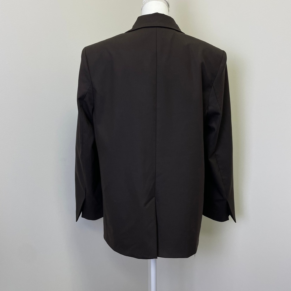 Zara Womens Chocolate Brown Double Breasted Oversized Blazer Jacket Size Small - Picture 3 of 16